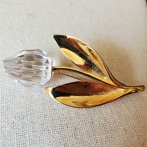 Vtg Crystal Tulip Pin